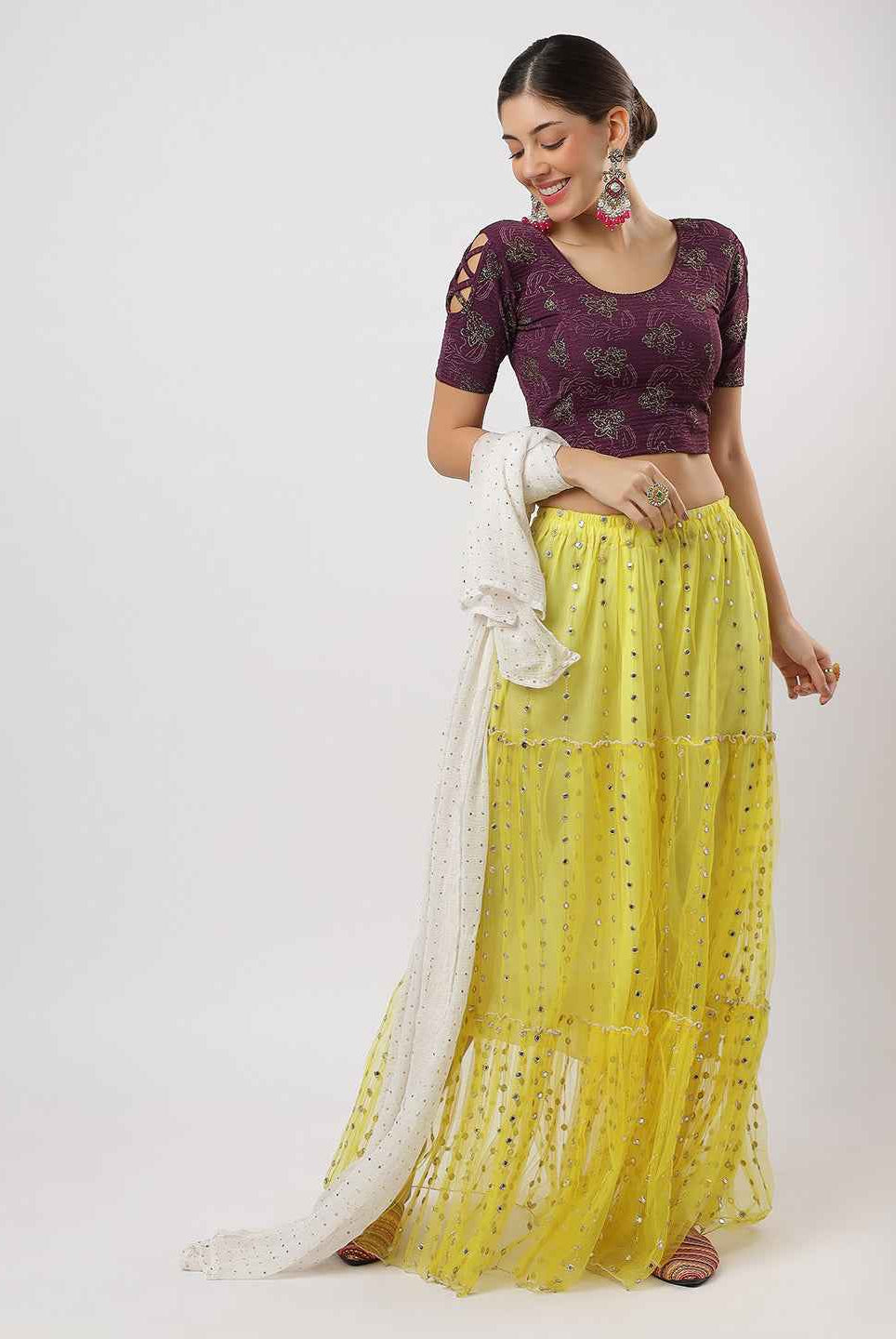 Stay On Trend: Latest Fashion Readymade Blouses for Women,round neckline with criss-cross style sleeves.1655