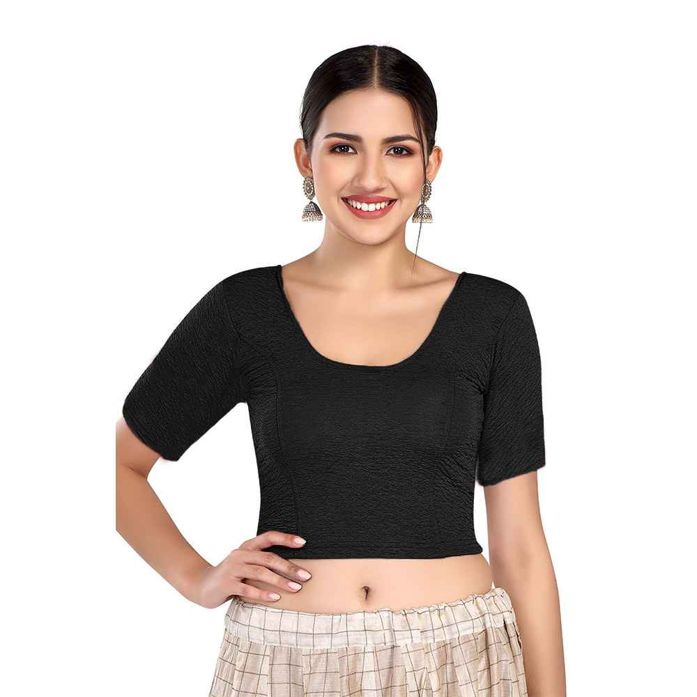 Stay On Trend: Finestfit Readymade Elbow Sleeves Blouse for Women, Round Neckline, Latest Fashion 6960