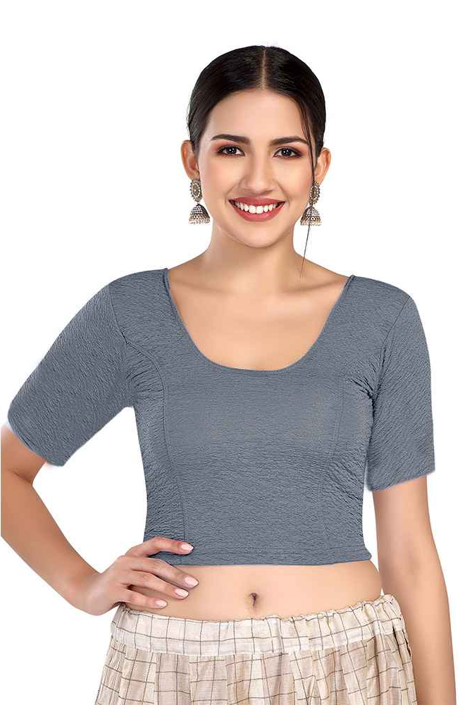 Stay On Trend: Finestfit Readymade Elbow Sleeves Blouse for Women, Round Neckline, Latest Fashion 6960