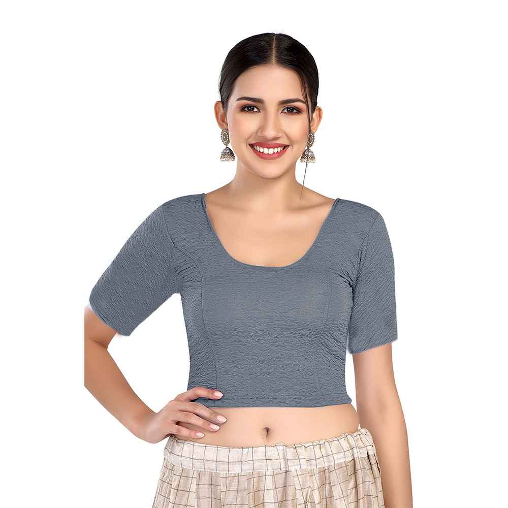 Stay On Trend: Finestfit Readymade Elbow Sleeves Blouse for Women, Round Neckline, Latest Fashion 6960