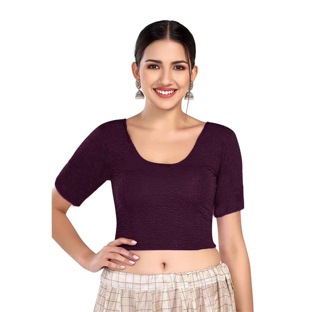 Stay On Trend: Finestfit Readymade Elbow Sleeves Blouse for Women, Round Neckline, Latest Fashion 6960