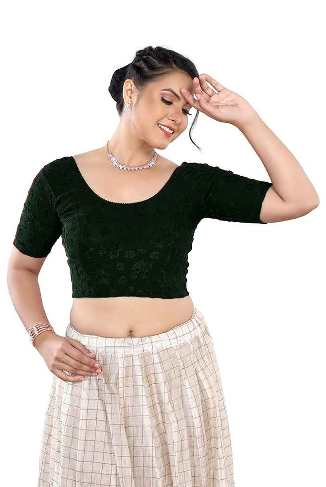 Stay On Trend Latest Fashion Readymade Blouses for Women,round neckline with elbow sleeves.7110