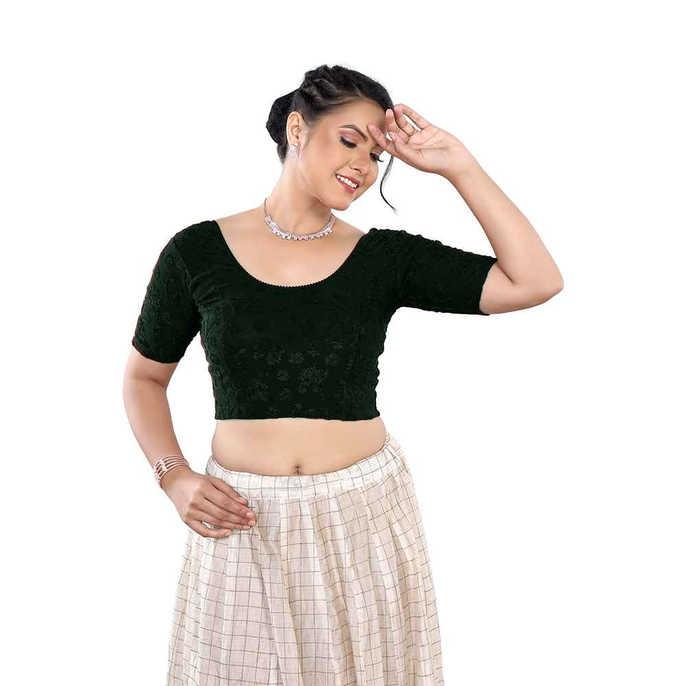 Stay On Trend Latest Fashion Readymade Blouses for Women,round neckline with elbow sleeves.7110