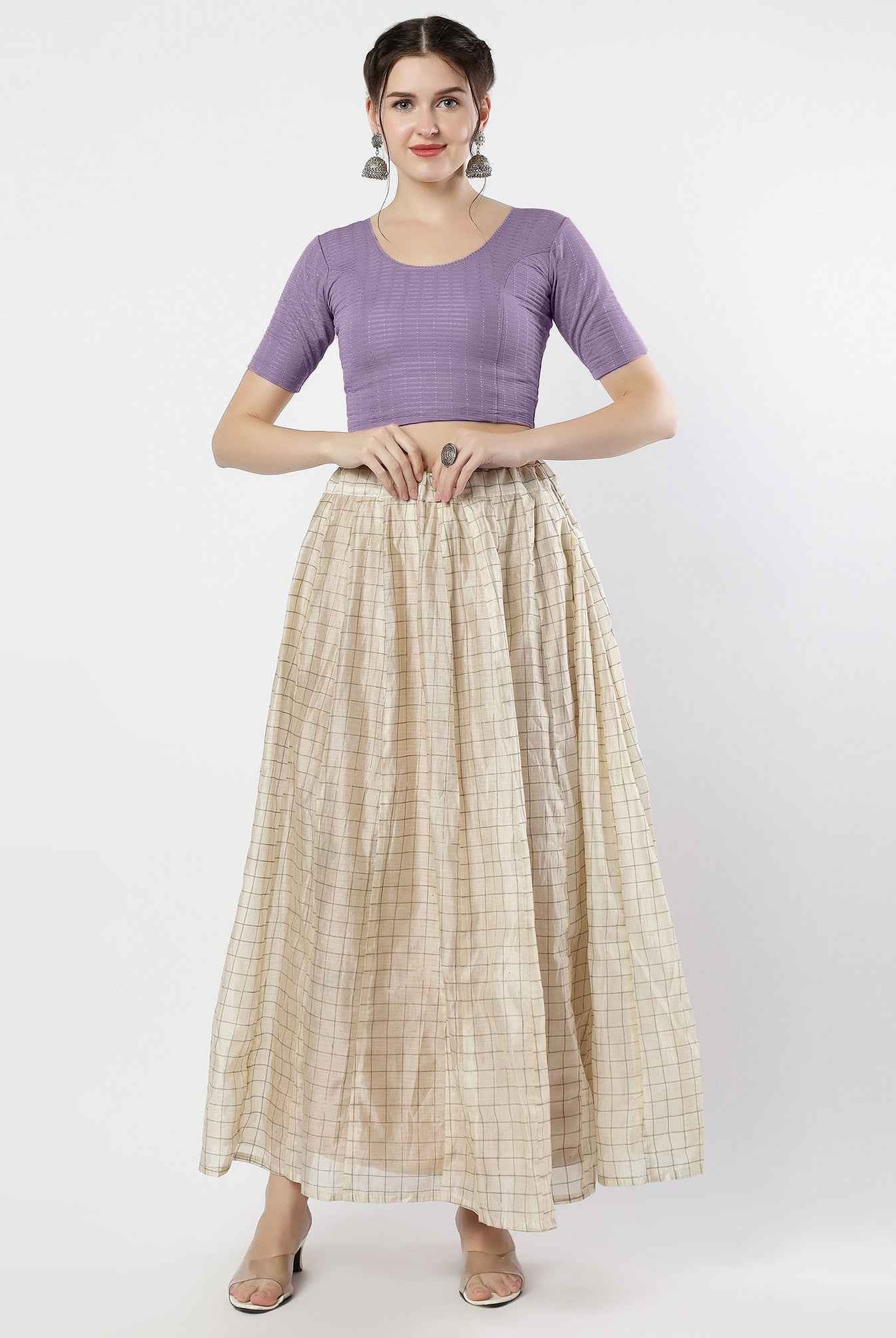 Stay On Trend: Latest Fashion Readymade Blouses for Women,round neckline,elbow sleeves with back details with an added hand dyed patch applique stitched on the net .40005