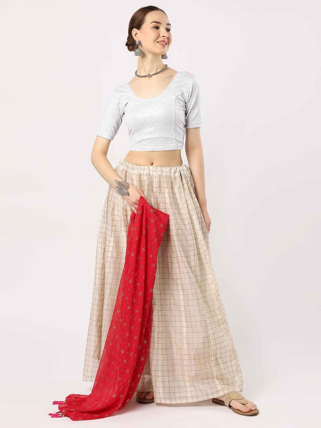 Stay On Trend: Latest Fashion Readymade Blouses for Women,round neckline,elbow sleeves in shimmer textured fabric.28008