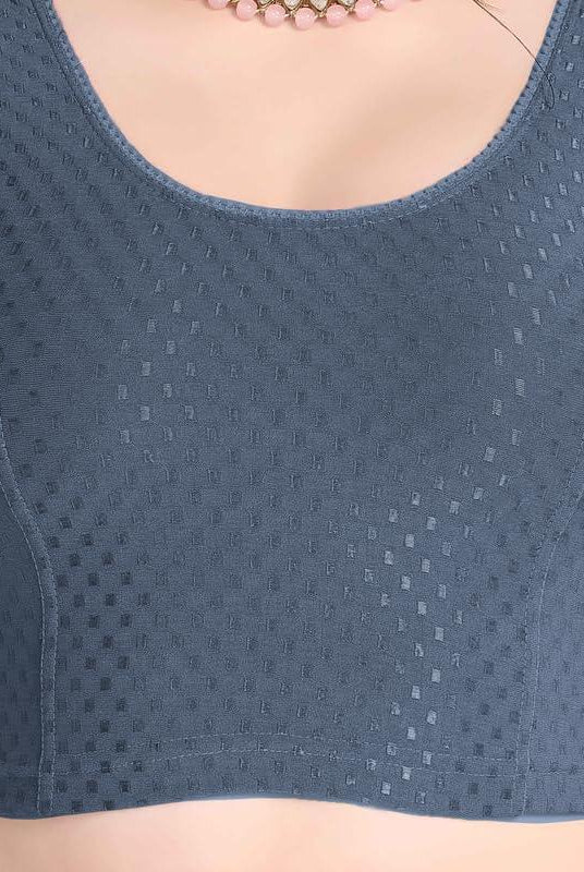 FINESTFIT Stay On Trend Latest Fashion 100% Cotton Dobby Readymade Blouses for Women,Round Neckline with Organza Balloon Sleeves.4520