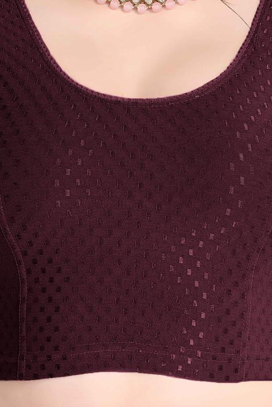 FINESTFIT Stay On Trend Latest Fashion 100% Cotton Dobby Readymade Blouses for Women,Round Neckline with Organza Balloon Sleeves.4520