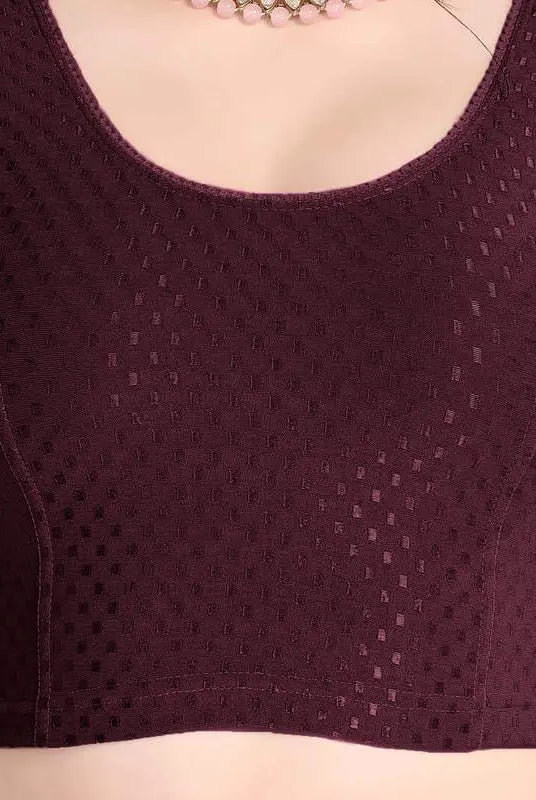 FINESTFIT Stay On Trend Latest Fashion 100% Cotton Dobby Readymade Blouses for Women,Round Neckline with Organza Balloon Sleeves.4520