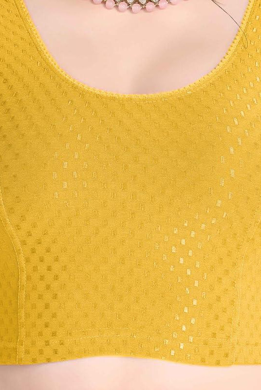 FINESTFIT Stay On Trend Latest Fashion 100% Cotton Dobby Readymade Blouses for Women,Round Neckline with Organza Balloon Sleeves.4520