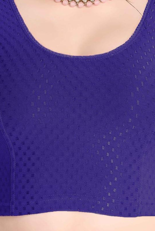 FINESTFIT Stay On Trend Latest Fashion 100% Cotton Dobby Readymade Blouses for Women,Round Neckline with Organza Balloon Sleeves.4520