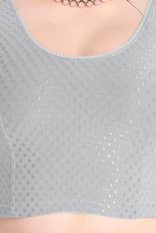 FINESTFIT Stay On Trend Latest Fashion 100% Cotton Dobby Readymade Blouses for Women,Round Neckline with Organza Balloon Sleeves.4520