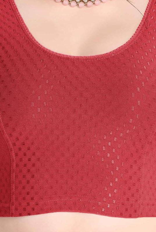 FINESTFIT Stay On Trend Latest Fashion 100% Cotton Dobby Readymade Blouses for Women,Round Neckline with Organza Balloon Sleeves.4520