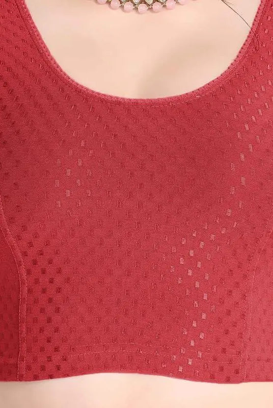 FINESTFIT Stay On Trend Latest Fashion 100% Cotton Dobby Readymade Blouses for Women,Round Neckline with Organza Balloon Sleeves.4520