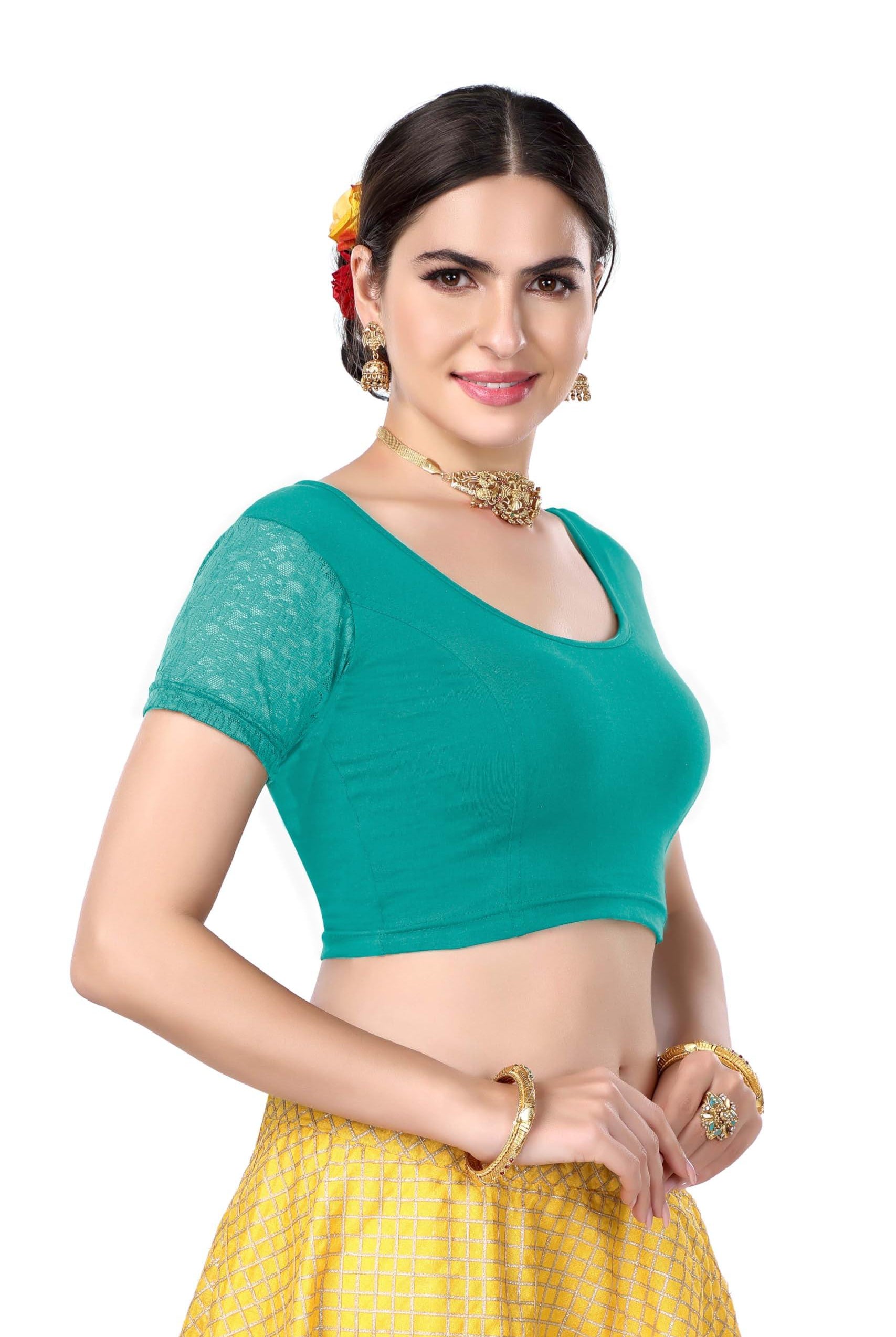 FINESTFIT Women's Cotton Lycra Stretchable Readymade Saree Blouse/Choli B-1010_New - FINESTFIT