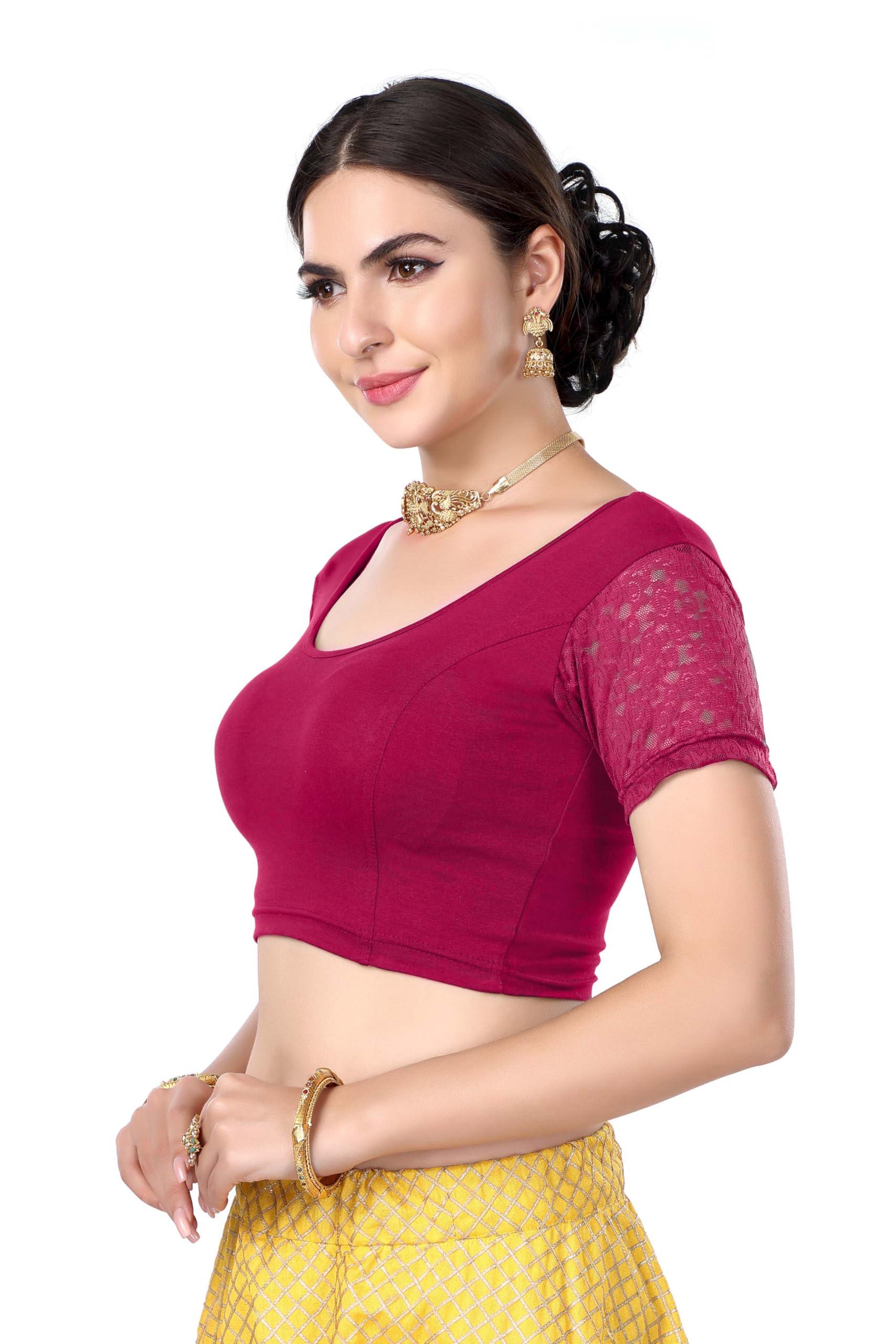 FINESTFIT Women's Cotton Lycra Stretchable Readymade Saree Blouse/Choli B-1010_New - FINESTFIT
