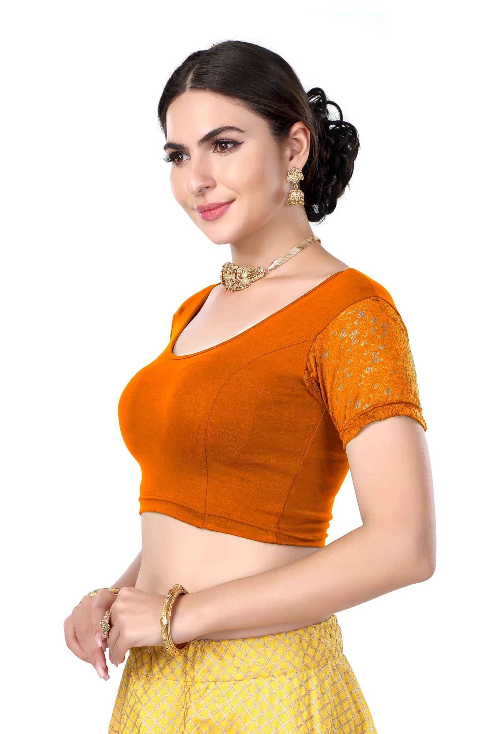 FINESTFIT Cotton Lycra Stretchable Blouse for Women - Readymade Saree Blouse 1010