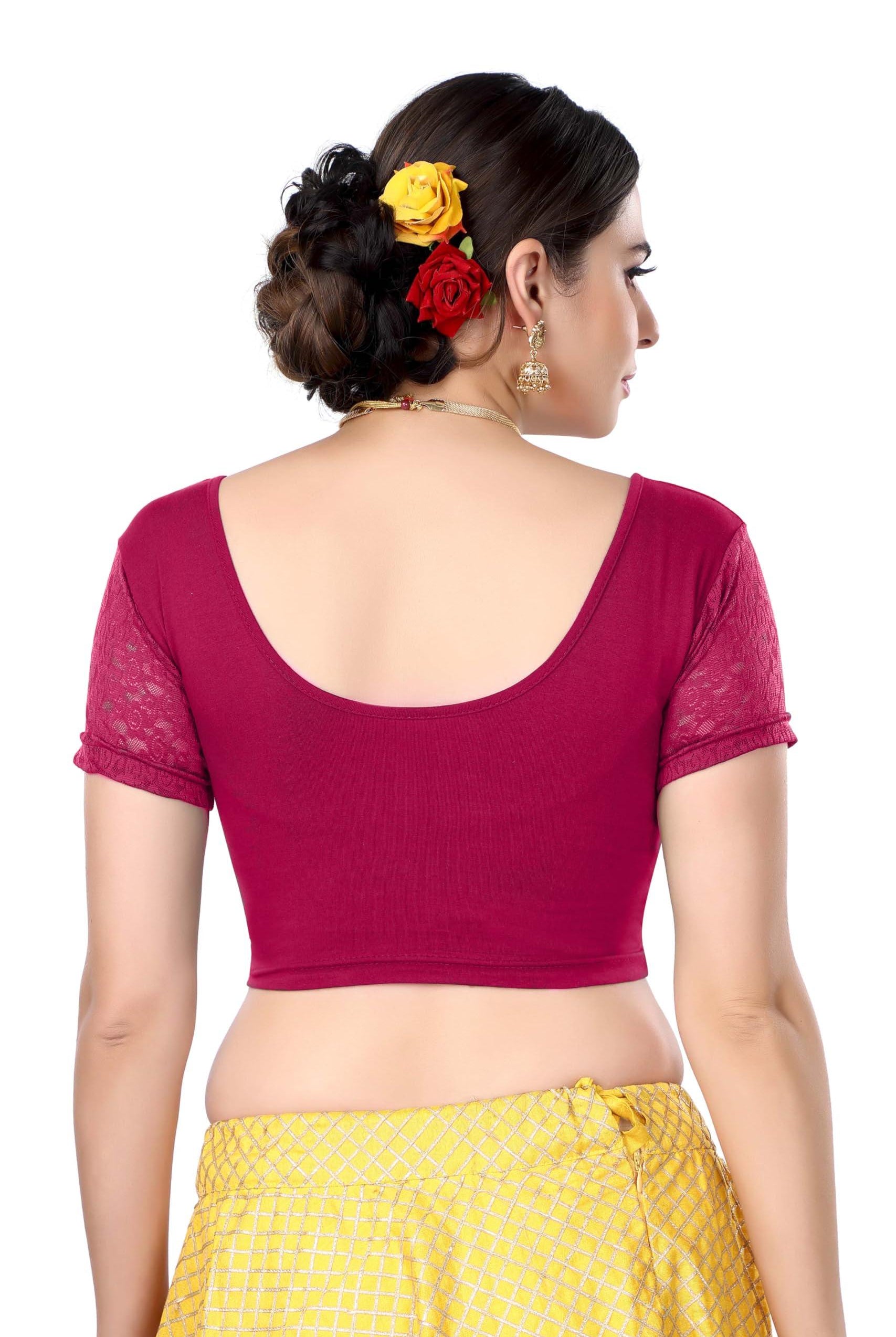 FINESTFIT Women's Cotton Lycra Stretchable Readymade Saree Blouse/Choli B-1010_New - FINESTFIT