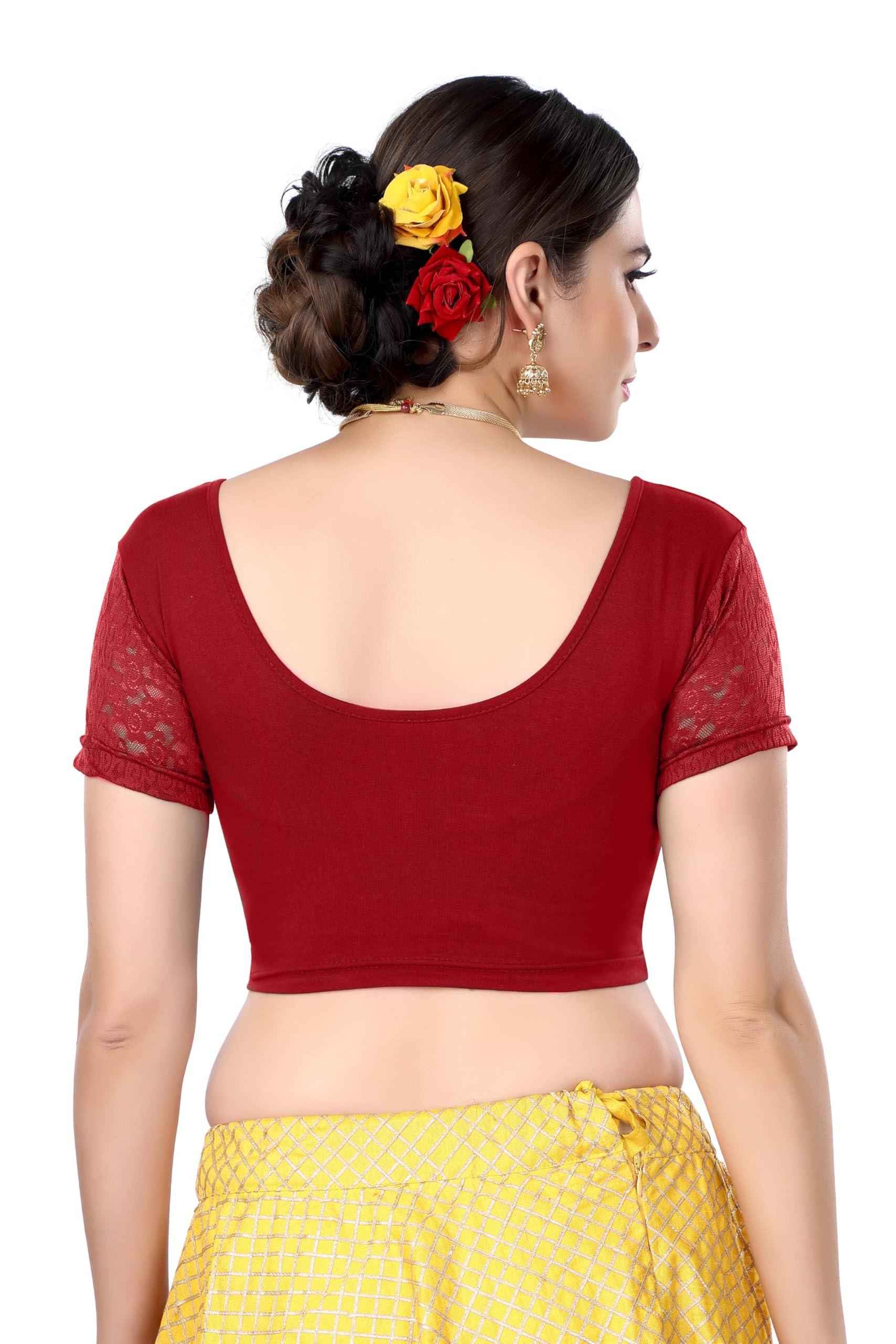 FINESTFIT Cotton Lycra Stretchable Blouse for Women - Readymade Saree Blouse 1010