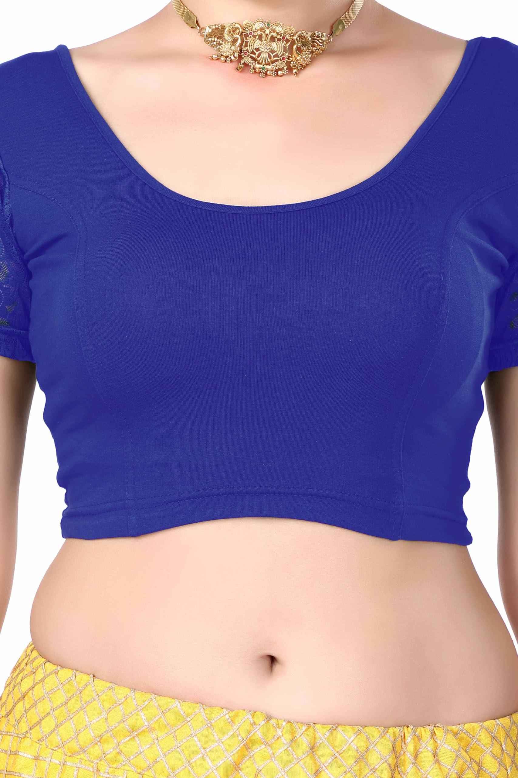 FINESTFIT Cotton Lycra Stretchable Blouse for Women - Readymade Saree Blouse 1010