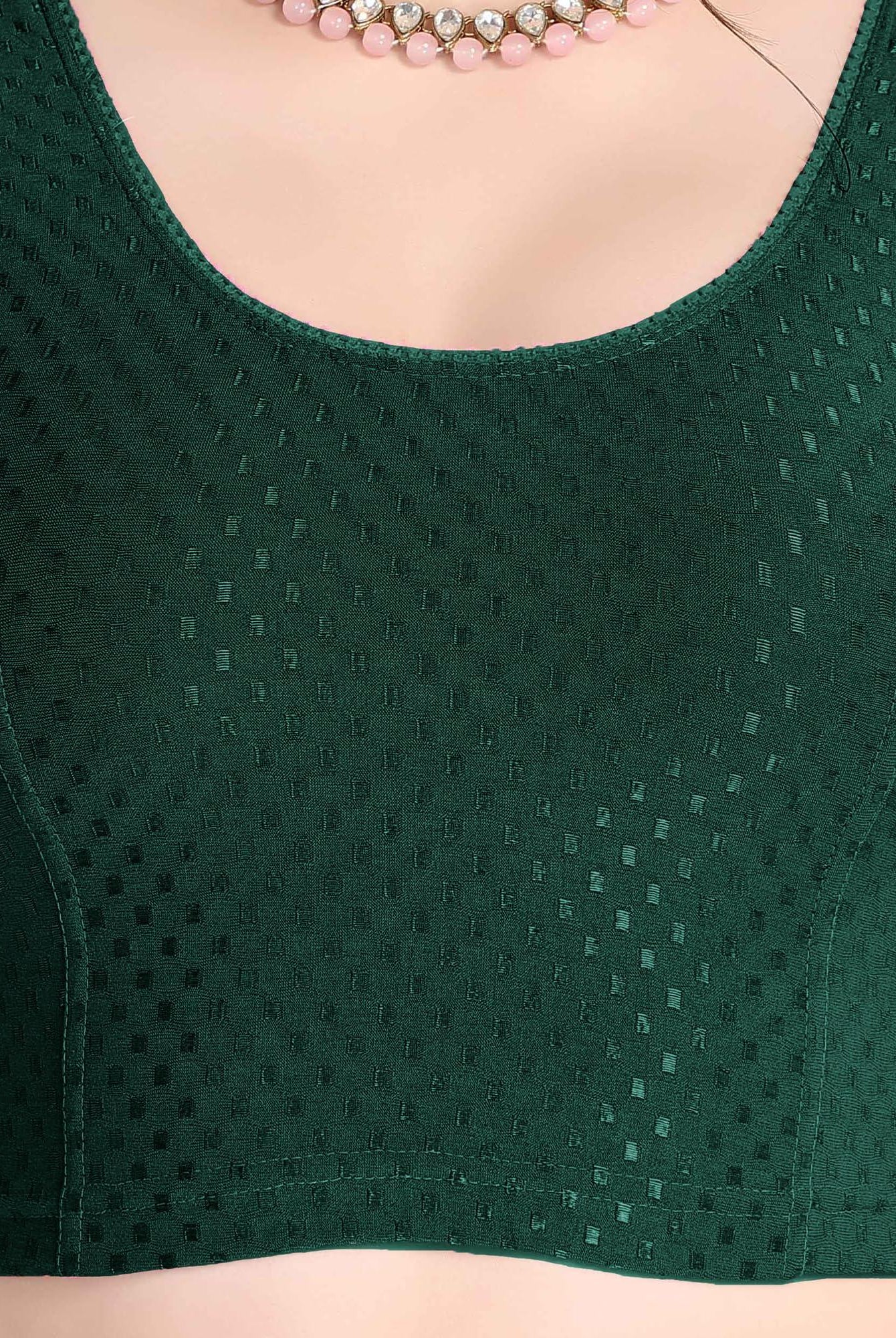 FINESTFIT Stay On Trend Latest Fashion 100% Cotton Dobby Readymade Blouses for Women,Round Neckline with Organza Balloon Sleeves.4520