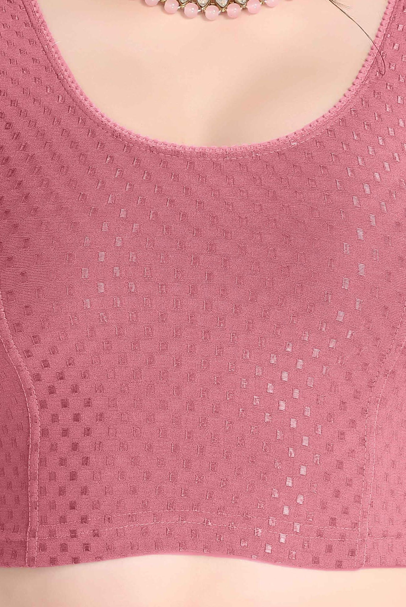 FINESTFIT Stay On Trend Latest Fashion 100% Cotton Dobby Readymade Blouses for Women,Round Neckline with Organza Balloon Sleeves.4520