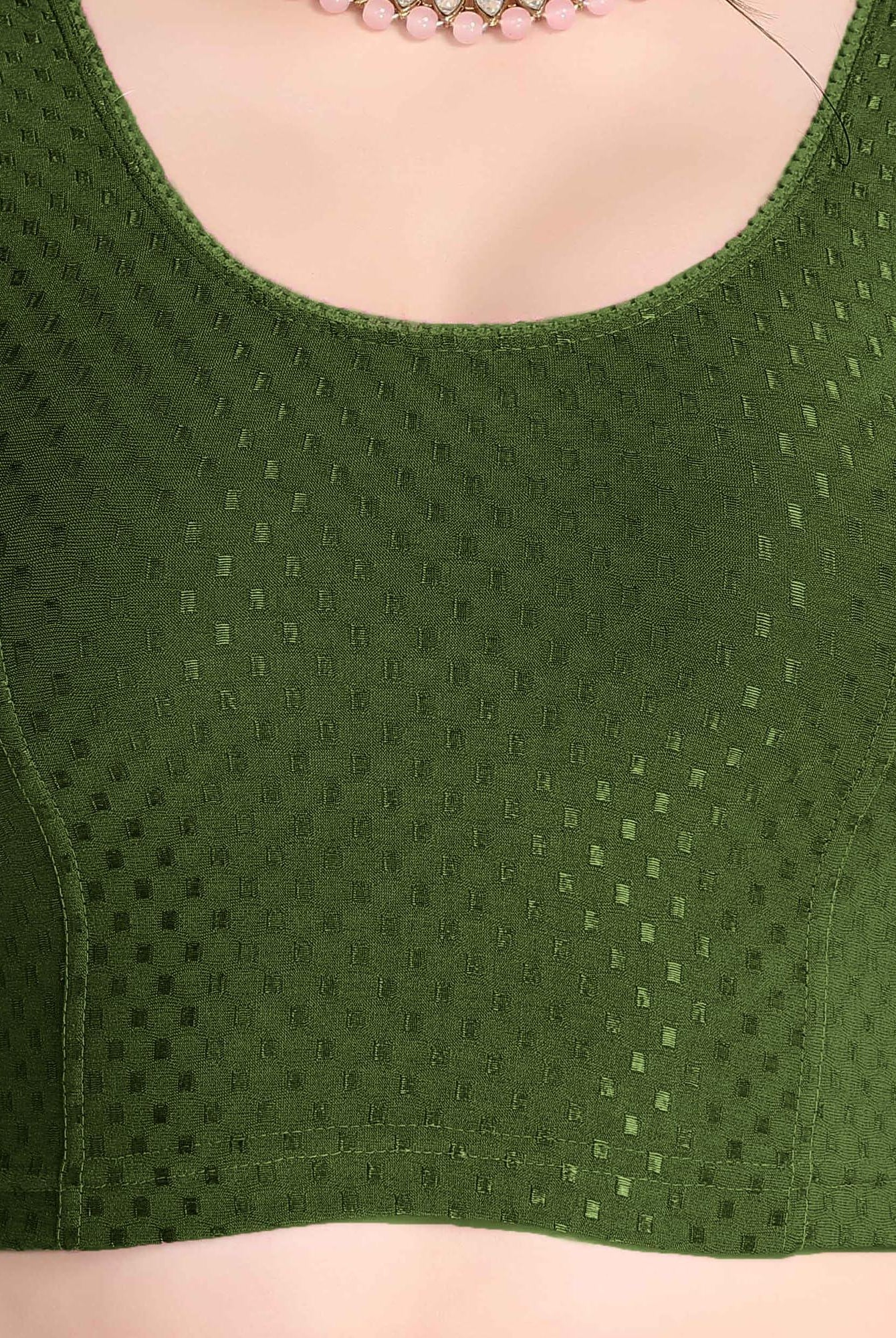 FINESTFIT Stay On Trend Latest Fashion 100% Cotton Dobby Readymade Blouses for Women,Round Neckline with Organza Balloon Sleeves.4520