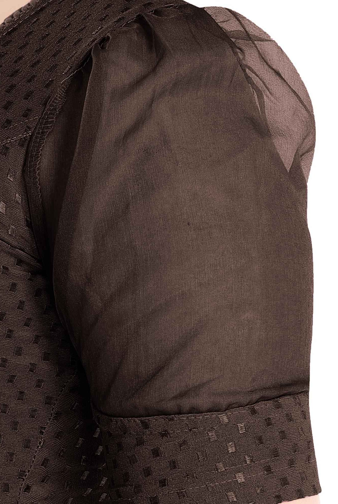 FINESTFIT Readymade Organza Balloon Sleeves Blouse for Women - 100% Cotton Dobby, Round Neckline, Latest Fashion 4520