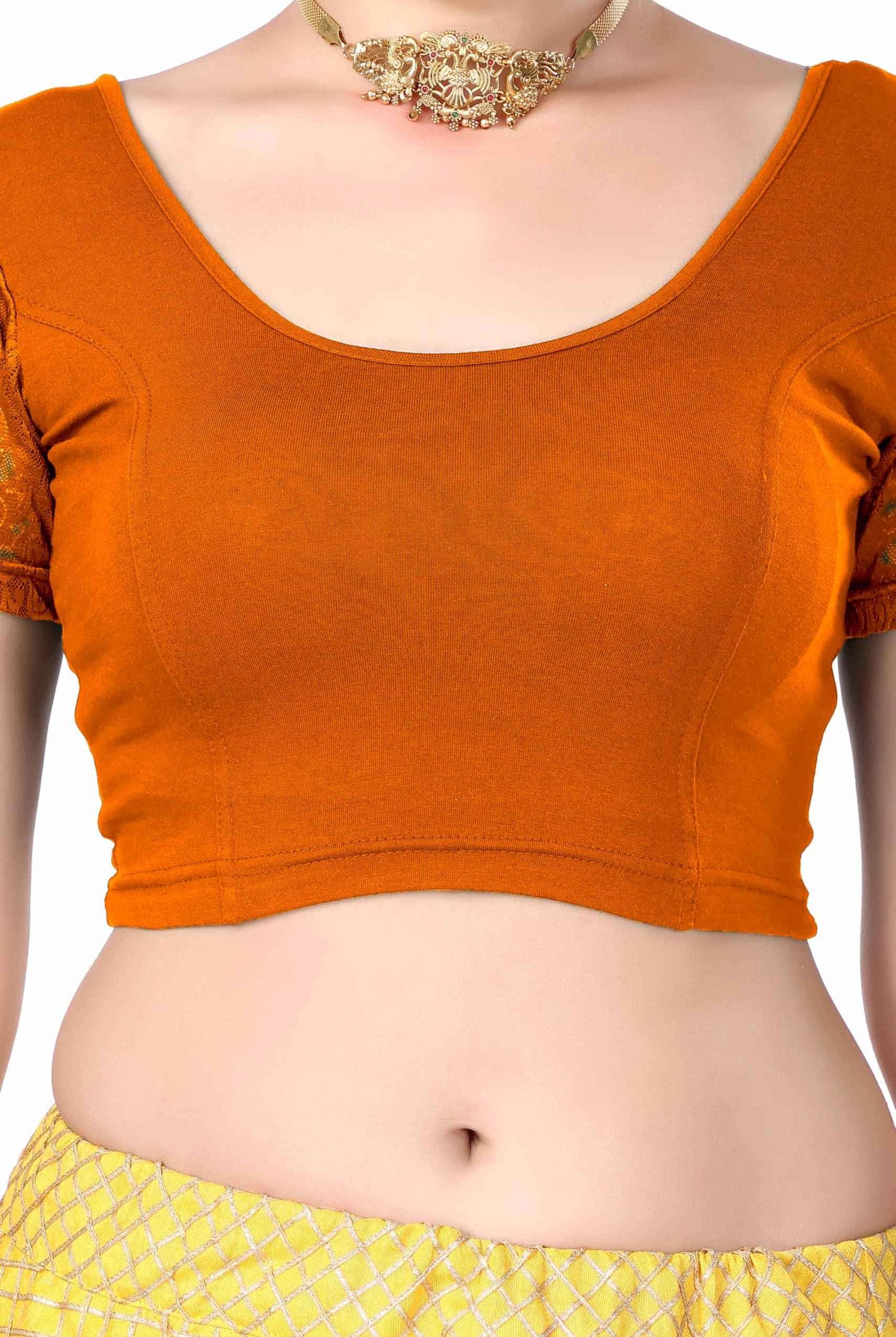 FINESTFIT Cotton Lycra Stretchable Blouse for Women - Readymade Saree Blouse 1010