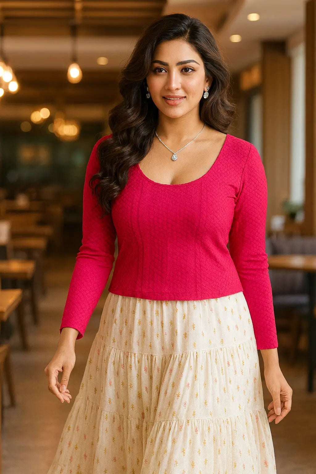 Stay On Trend: Latest Fashion Readymade Blouses for Women,round neckline ,Full sleeves.5079 FINESTFIT