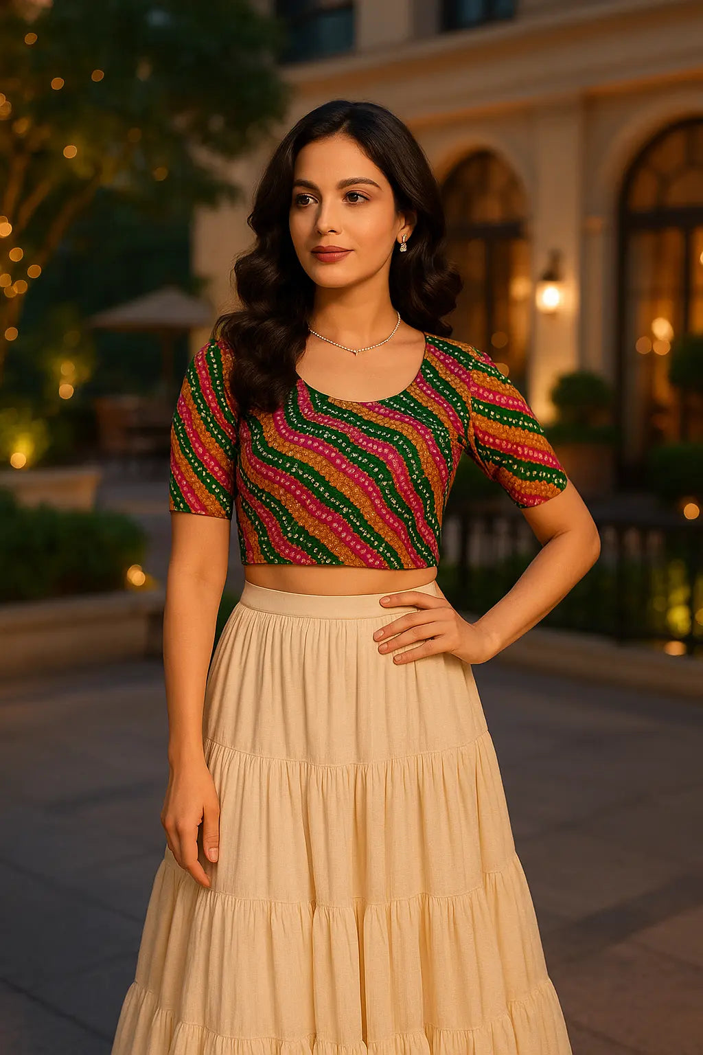 Stay On Trend: Latest Fashion Readymade Blouses for Women,round neckline ,elbow sleeves.6439 - FINESTFIT