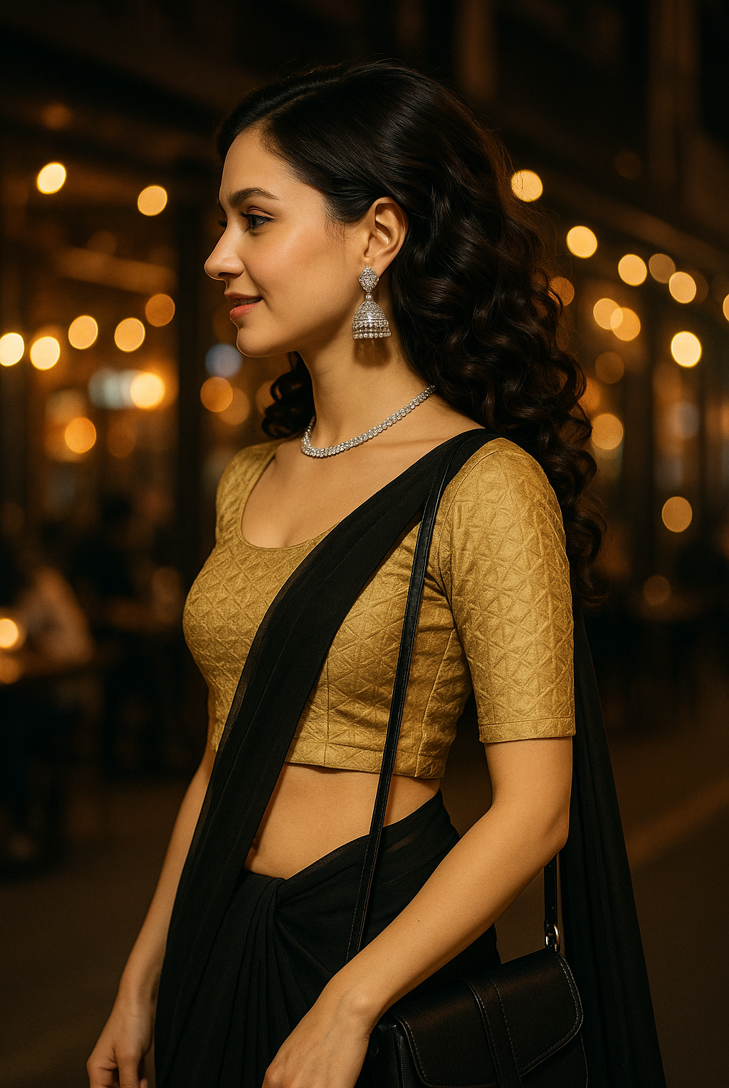 Stay On Trend: Latest Fashion Readymade Blouses for Women,round neckline,elbow sleeves in shimmer textured fabric.28008 - FINESTFIT