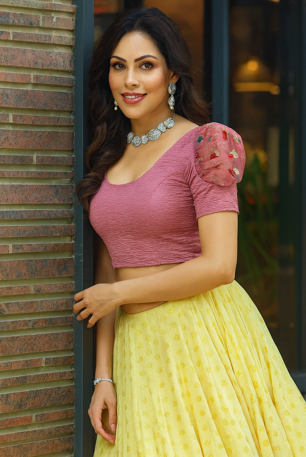 Stay On Trend: Finestfit Readymade Fancy Organza Balloon Sleeves Blouses for Women, Round Neckline, Style 6985 - FINESTFIT