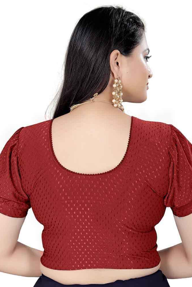FINESTFIT Women's Balloon Short Sleeves Blouse - Traditional Printed Readymade Saree Blouse.4510