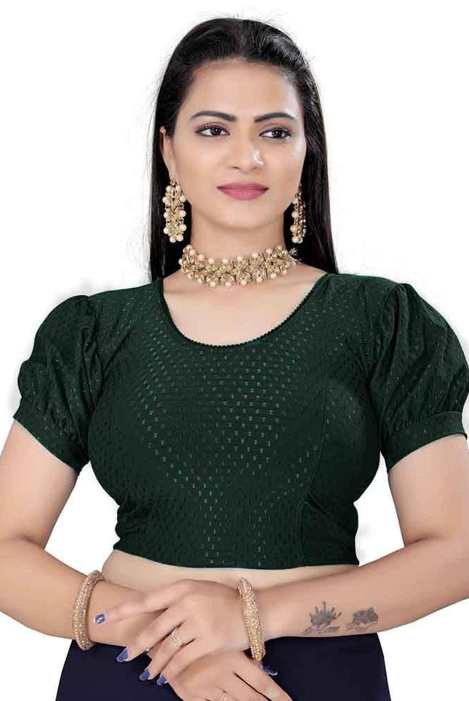 FINESTFIT Women's Traditional Printed Readymade Saree Blouse with Balloon Short Sleeves.4510