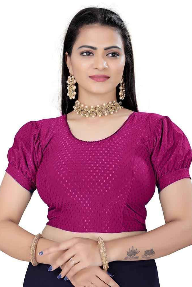FINESTFIT Women's Balloon Short Sleeves Blouse - Traditional Printed Readymade Saree Blouse.4510