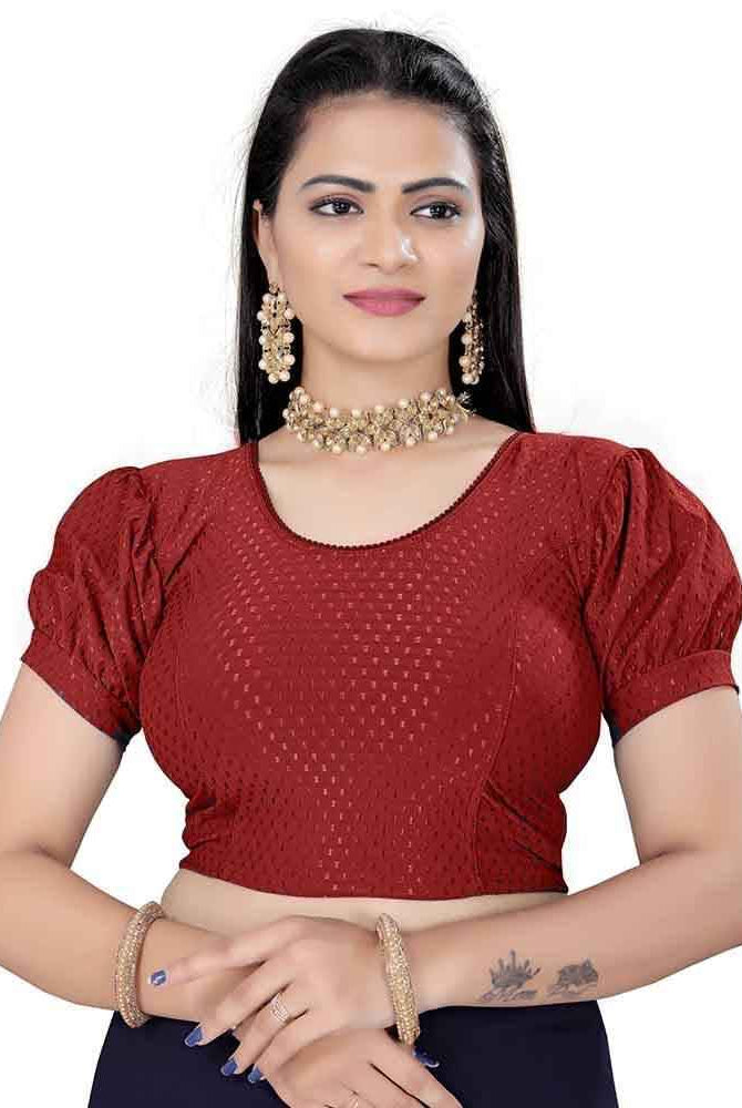 FINESTFIT Women's Balloon Short Sleeves Blouse - Traditional Printed Readymade Saree Blouse.4510