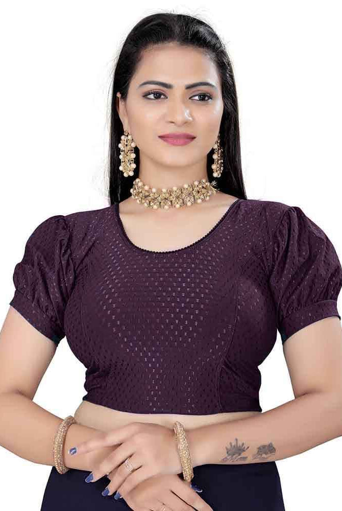 FINESTFIT Women's Balloon Short Sleeves Blouse - Traditional Printed Readymade Saree Blouse.4510