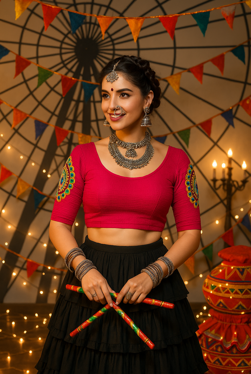 Finestfit Latest Fashion Readymade Blouses for Women with Round Neckline and Oval Shaped Scalloped Kutch Embroidered Applique on Elbow Sleeves.928 - FINESTFIT