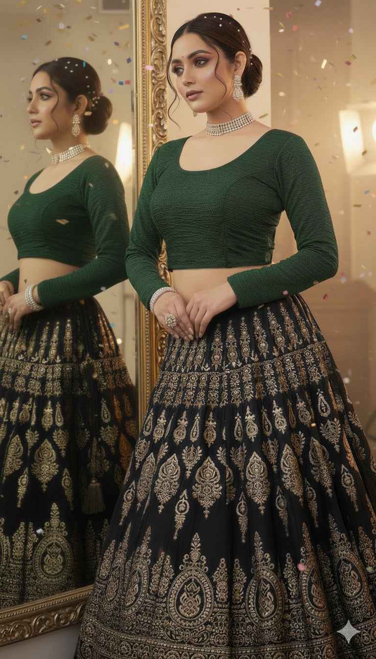 Stay On Trend: Latest Fashion Readymade Blouses for Women,round neckline ,Full sleeves.7960