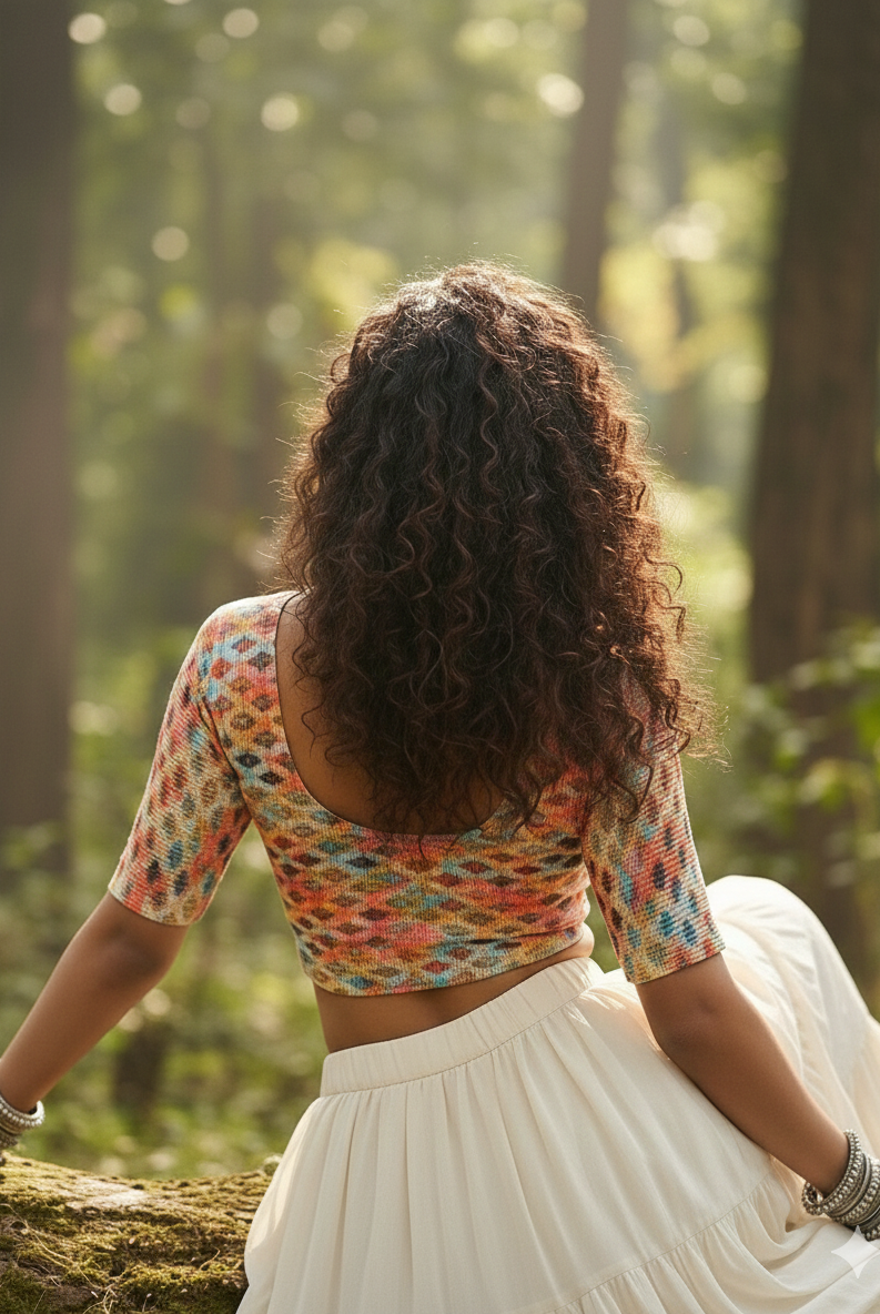 Stay On Trend: Latest Fashion Readymade Blouses for Women,round neckline,elbow sleeves.20062 - FINESTFIT