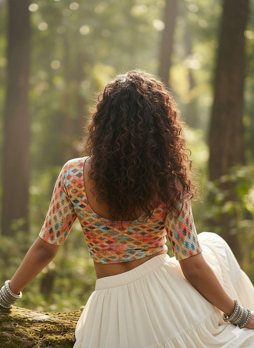 Stay On Trend: Latest Fashion Readymade Blouses for Women,round neckline,elbow sleeves.20062 - FINESTFIT