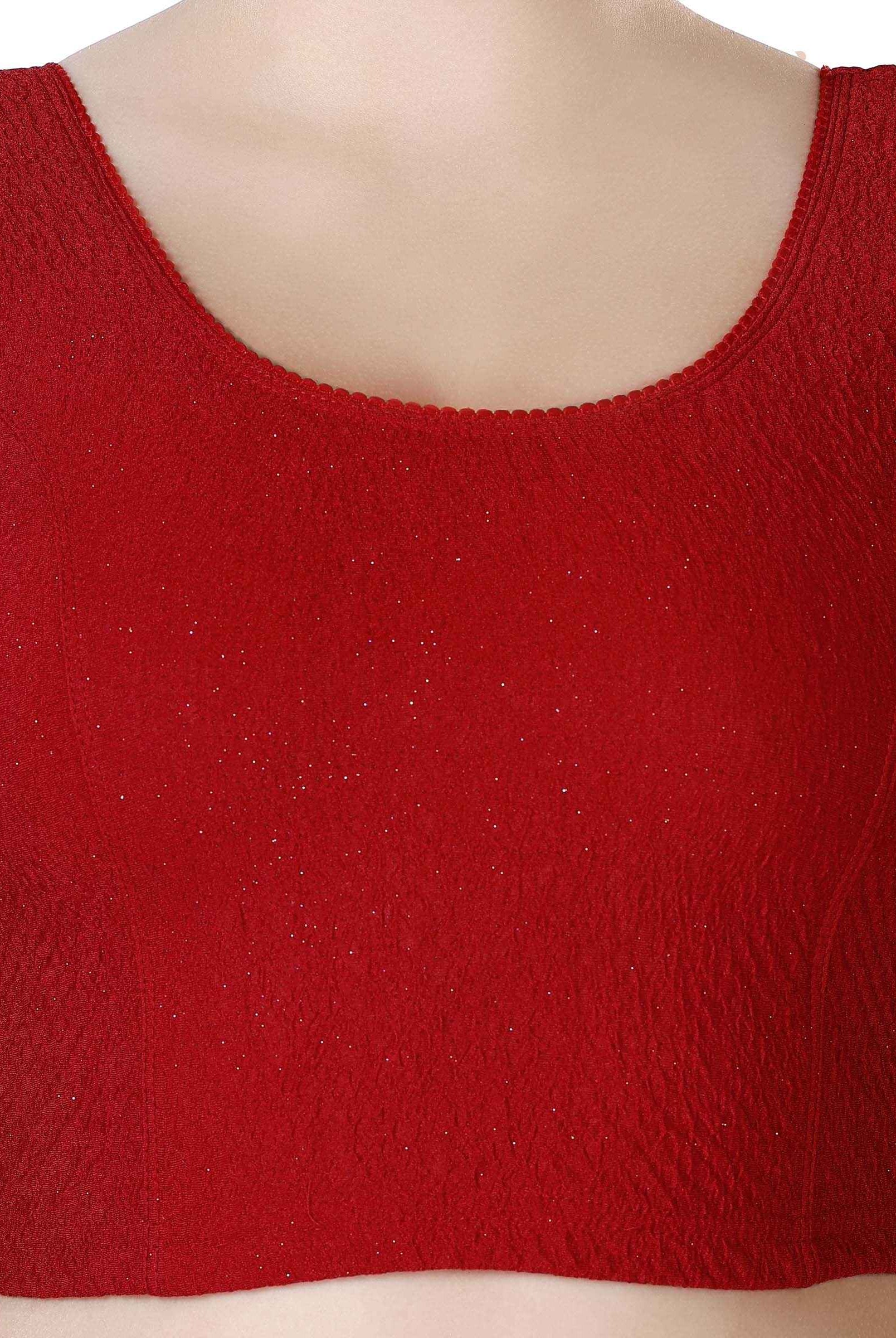 Stay On Trend: Latest Fashion Readymade Blouses for Women,round neckline,puff sleeves with lace detail.32031