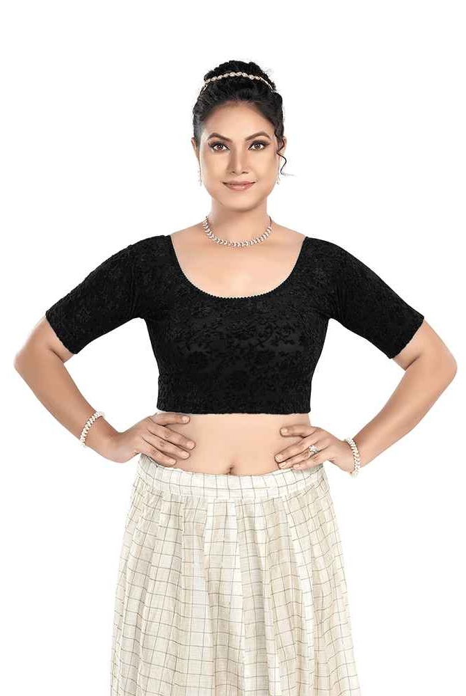 Stay On Trend Latest Fashion Blouses for Women,Round Neck with Elbow Sleeves.7111