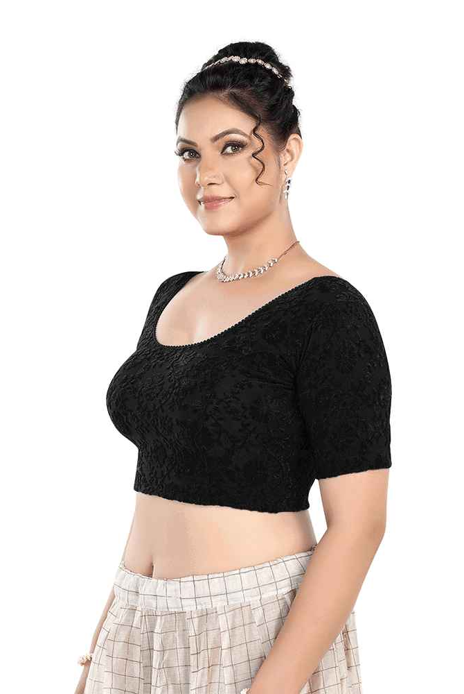 Stay On Trend Latest Fashion Blouses for Women,Round Neck with Elbow Sleeves.7111