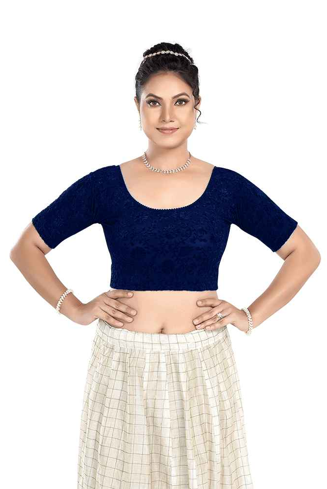 Stay On Trend Latest Fashion Blouses for Women,Round Neck with Elbow Sleeves.7111