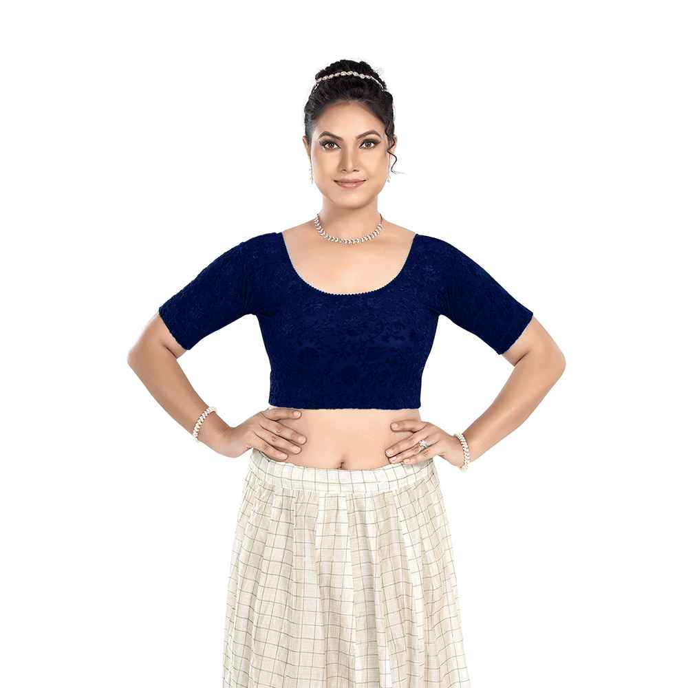 Stay On Trend Latest Fashion Blouses for Women,Round Neck with Elbow Sleeves.7111