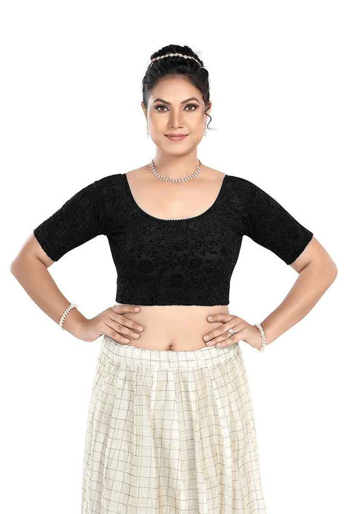 Stay On Trend Latest Fashion Blouses for Women,Round Neck with Elbow Sleeves.7111