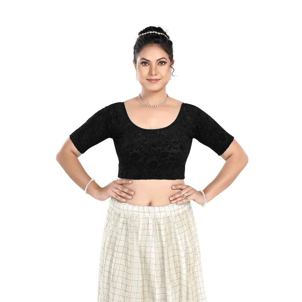 Stay On Trend Latest Fashion Blouses for Women,Round Neck with Elbow Sleeves.7111