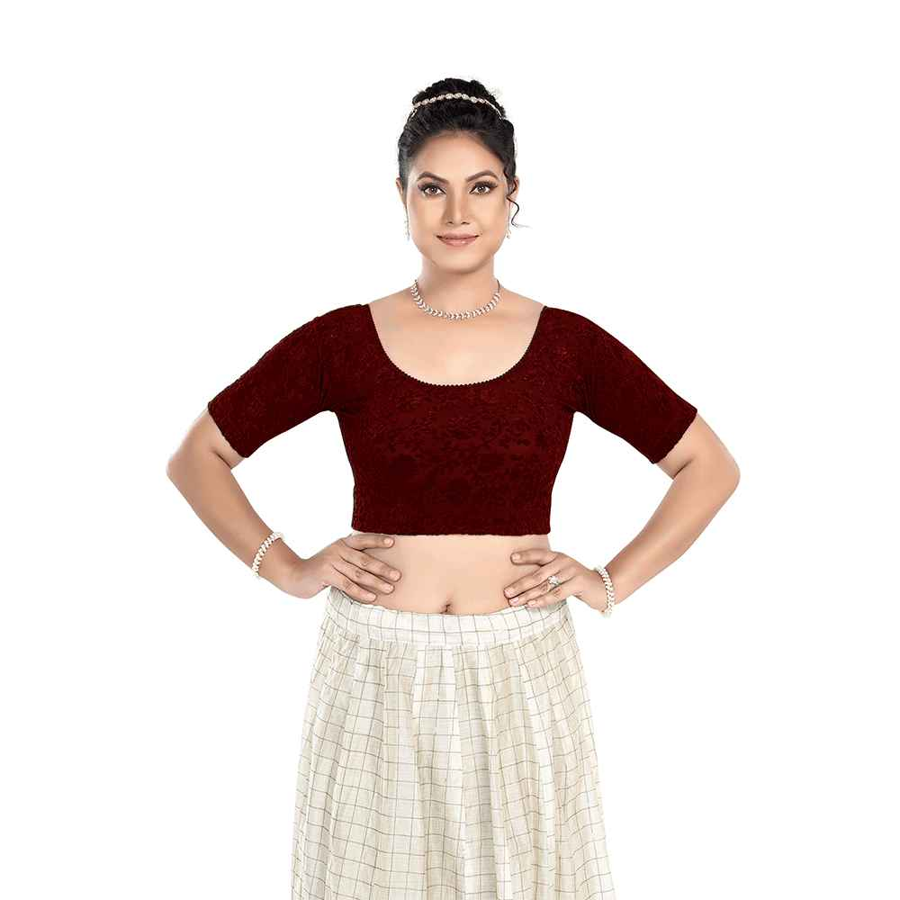 Stay On Trend Latest Fashion Blouses for Women,Round Neck with Elbow Sleeves.7111