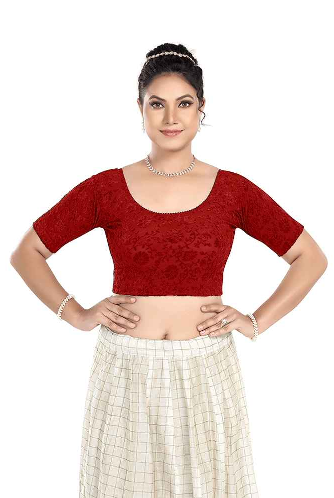 Stay On Trend Latest Fashion Blouses for Women,Round Neck with Elbow Sleeves.7111